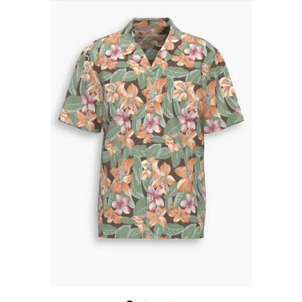 Levis Classic Camper Relaxed Fit Button Up floral tropical Shirt Men's XL NEW